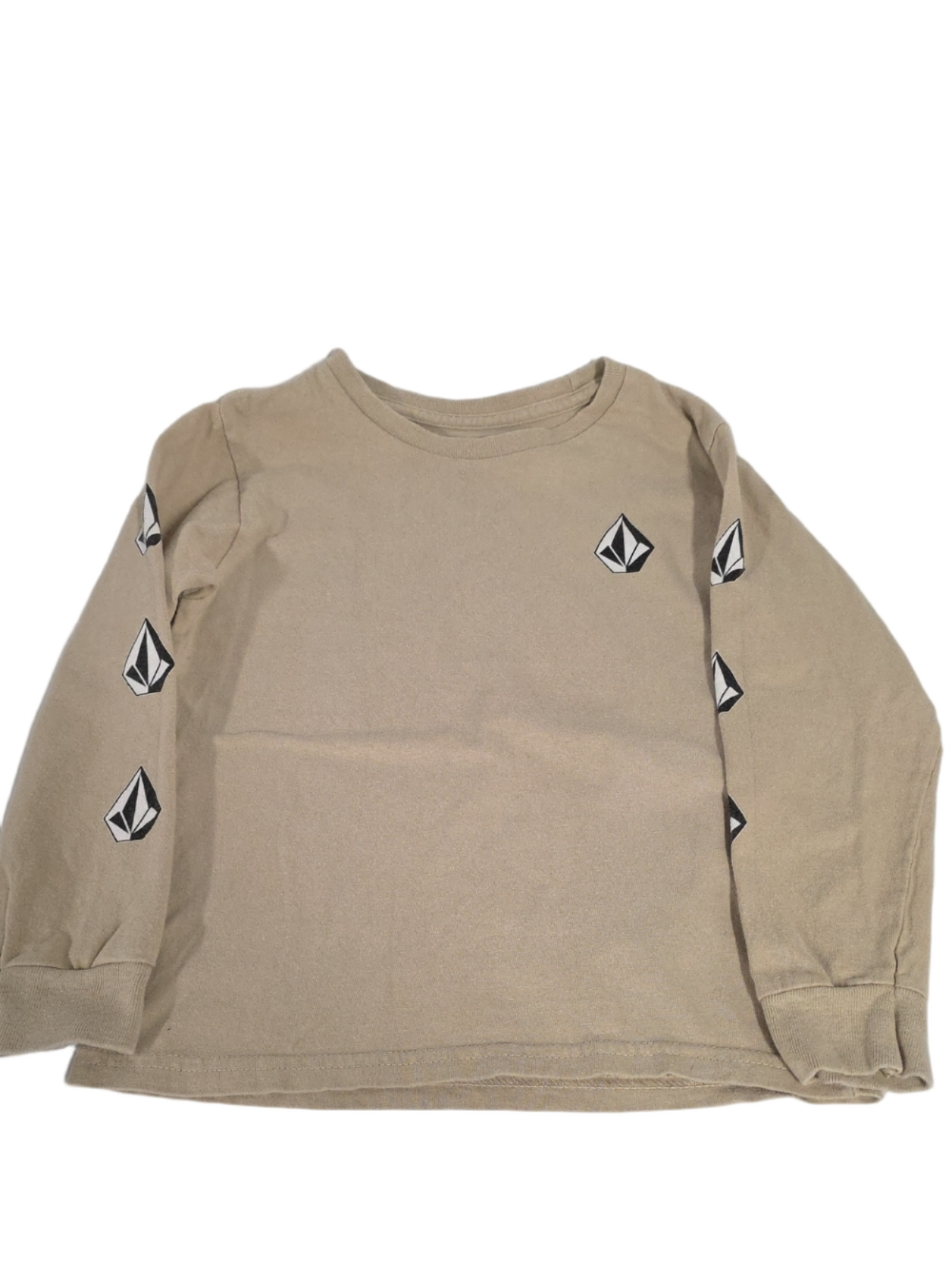 Volcom Youth Tan Long-Sleeved Crew Neck Cotton Shirt - US 5/M